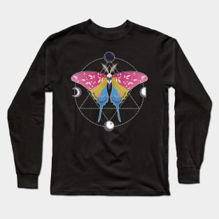 Pansexual Luna Moth Celestial Cottagecore LGBT Pride Flag Long Sleeve T-Shirt